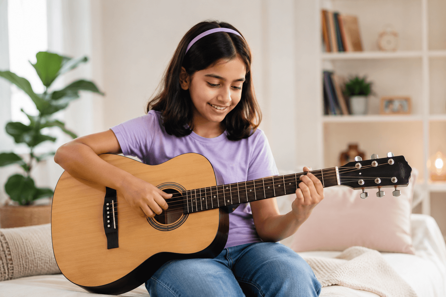 Girl playing the guitar